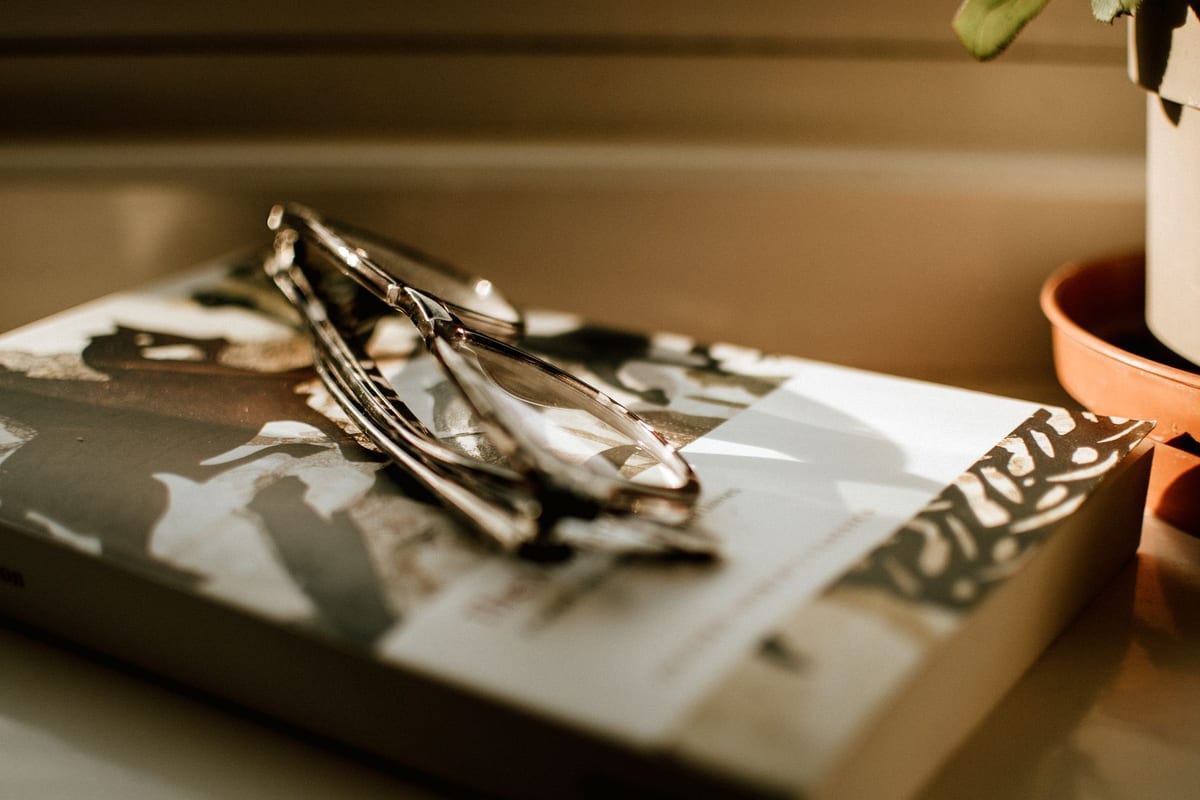 Eyewear on a display shelf